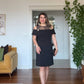 LACE-DETAIL OFF-THE-SHOULDER MIDI DRESS - BLACK