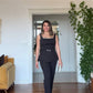 STONE DETAILED PEPLUM BLOUSE & BELTED TROUSERS SET – BLACK