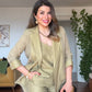 BLAZER SUIT WITH TEXTURED DETAIL - SAGE GREEN
