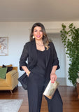 BLAZER SUIT WITH TEXTURED DETAIL - BLACK