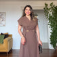 GOLD DETAIL DOUBLE-BREASTED SLEEVELESS BLACK DRESS - BROWN