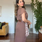 CHIFFON DETAILED MIDI DRESS WITH BELT ACCESSORY - BROWN