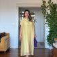 LINEN-LOOK SHIRT COLLAR LINED MIDI DRESS WITH BRAIDED BELT DETAIL - YELLOW