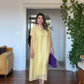 LINEN-LOOK SHIRT COLLAR LINED MIDI DRESS WITH BRAIDED BELT DETAIL - YELLOW