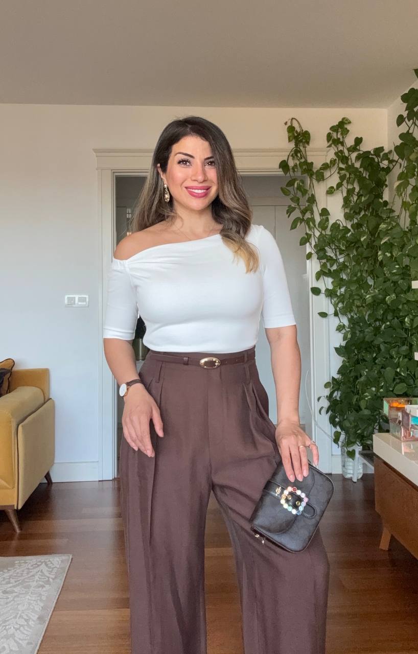 ONE-SHOULDER WIDE-LEG JUMPSUIT - BROWN