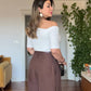 ONE-SHOULDER WIDE-LEG JUMPSUIT - BROWN