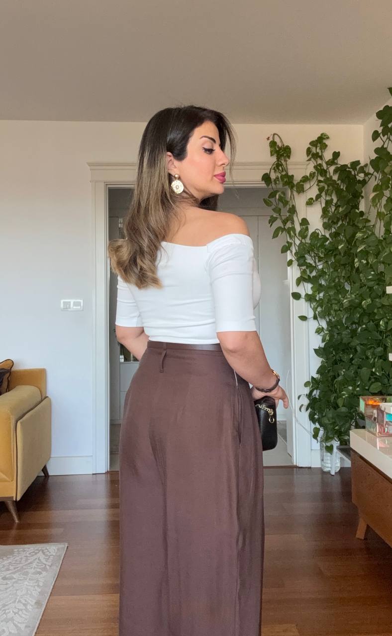 ONE-SHOULDER WIDE-LEG JUMPSUIT - BROWN