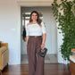 ONE-SHOULDER WIDE-LEG JUMPSUIT - BROWN