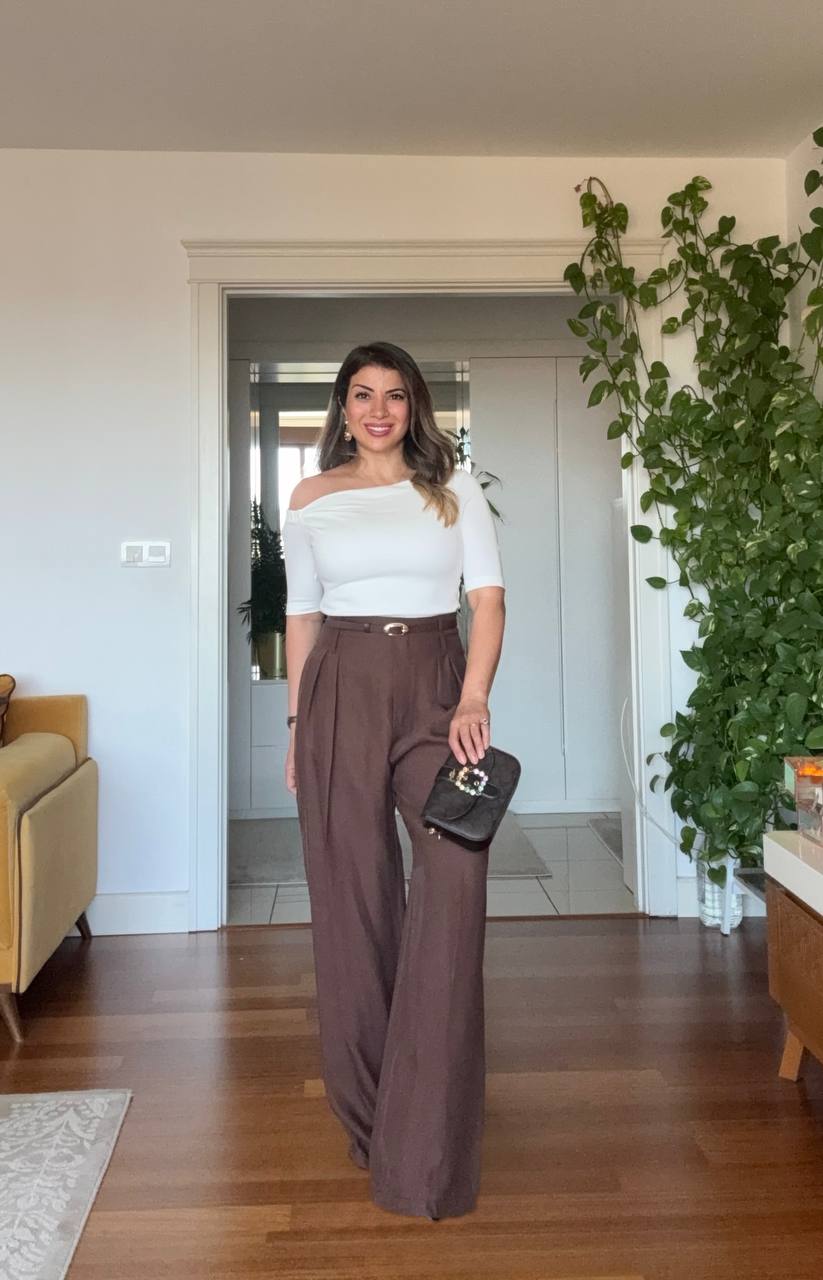 ONE-SHOULDER WIDE-LEG JUMPSUIT - BROWN