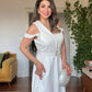 COLD-SHOULDER A-LINE DRESS - WHITE