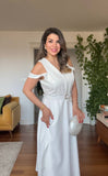 COLD-SHOULDER A-LINE DRESS - WHITE