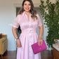 PRINCESS MODEL SHIMMERY SHIRT DRESS - POWDER PINK