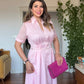 PRINCESS MODEL SHIMMERY SHIRT DRESS - POWDER PINK