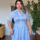 PRINCESS MODEL SHIMMERY SHIRT DRESS - BABY BLUE
