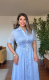 PRINCESS MODEL SHIMMERY SHIRT DRESS - BABY BLUE