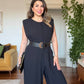 SLEEVELESS WIDE-LEG BELTED JUMPSUIT – BLACK