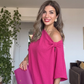 ASYMMETRICAL ONE-SHOULDER MAXI DRESS – FUCHSIA