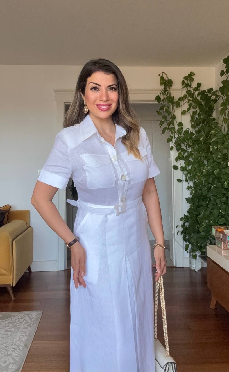 PRINCESS MODEL SHIMMERY SHIRT DRESS - WHİTE