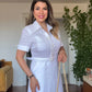 PRINCESS MODEL SHIMMERY SHIRT DRESS - WHİTE