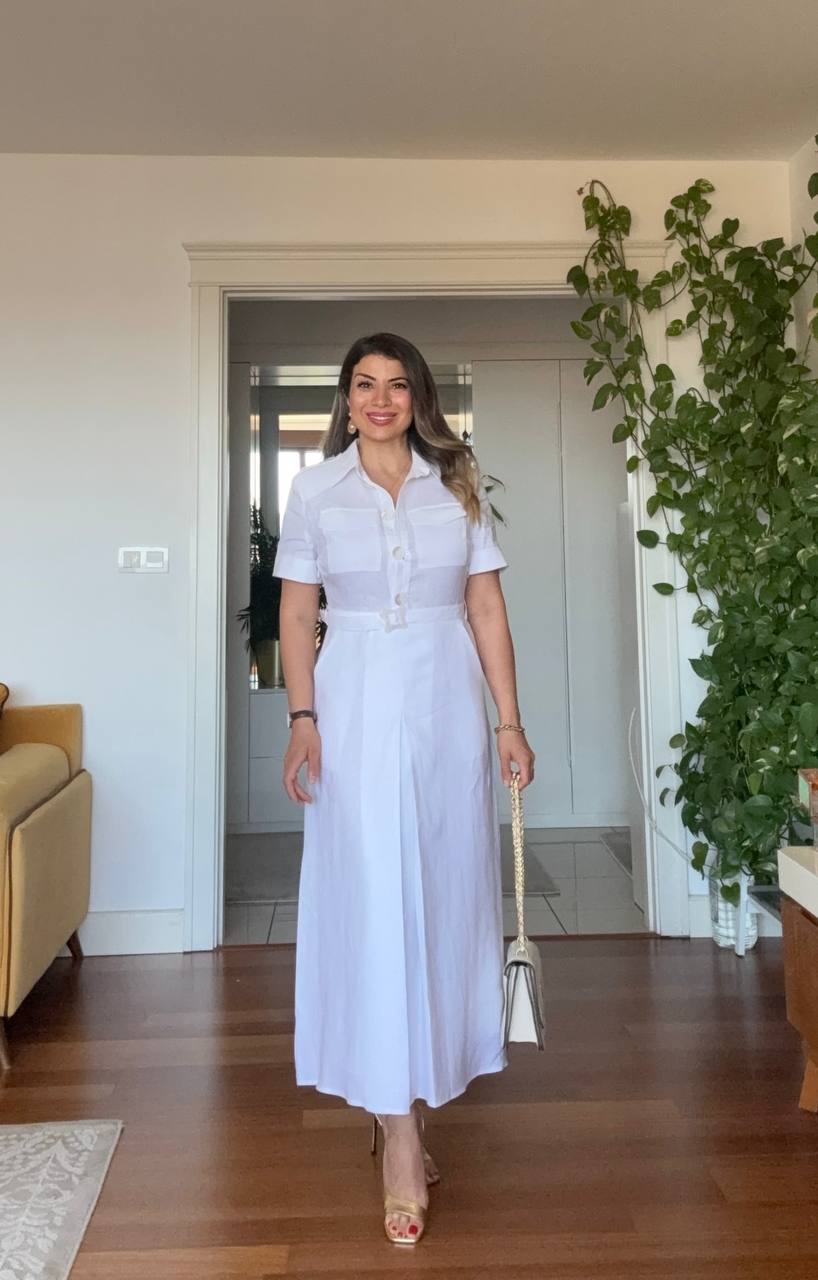 PRINCESS MODEL SHIMMERY SHIRT DRESS - WHİTE