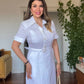 NATURAL LINEN SUMMER DRESS - WHITE