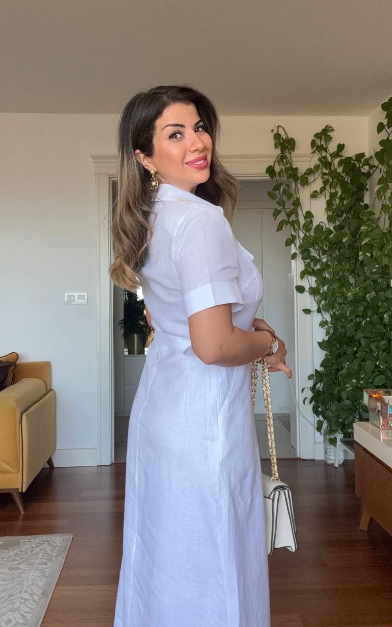 NATURAL LINEN SUMMER DRESS - WHITE