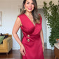GOLD BUTTON DETAIL WRAP DRESS – BURGUNDY