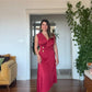 GOLD BUTTON DETAIL WRAP DRESS – BURGUNDY