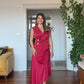 GOLD BUTTON DETAIL WRAP DRESS – BURGUNDY