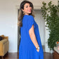V-NECK OVERSIZED MAXI DRESS - SAX BLUE