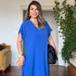 V-NECK OVERSIZED MAXI DRESS - SAX BLUE