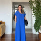V-NECK OVERSIZED MAXI DRESS - SAX BLUE