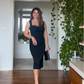 SWEETHEART NECKLINE MIDI DRESS - BLACK