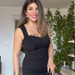 SWEETHEART NECKLINE MIDI DRESS - BLACK