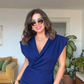 BATWİNG SLEEVE BELT DRESS - ROYAL BLUE