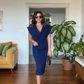 BATWİNG SLEEVE BELT DRESS - ROYAL BLUE