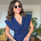 BATWİNG SLEEVE BELT DRESS - ROYAL BLUE