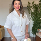 SHORT SLEEVE JACKET AND PALAZZO PANTS CO-ORD SET - WHİTE