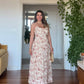STRAPPY FLORAL MAXI DRESS ECRU