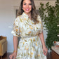 LEMON PRINT SHIRT COLLAR MAXI DRESS - YELLOW