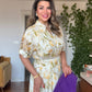 LEMON PRINT SHIRT COLLAR MAXI DRESS - YELLOW