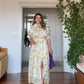 LEMON PRINT SHIRT COLLAR MAXI DRESS - YELLOW