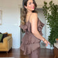 STORM RUFFLE TWO-PIECE SET - COFFEE