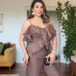 STORM RUFFLE TWO-PIECE SET - COFFEE