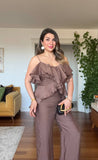 STORM RUFFLE TWO-PIECE SET - COFFEE