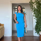 SHORT SLEEVE BODYCON MIDI DRESS – TURQUOISE