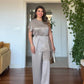 SATIN BELTED BLOUSE & PALAZZO PANTS SET – STONE