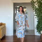 GEOMETRIC PRINT SHIRT DRESS - BLUE