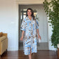 GEOMETRIC PRINT SHIRT DRESS - BLUE