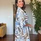 GEOMETRIC PRINT SHIRT DRESS - BLUE